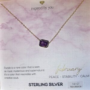 BNIB Inspired By You "February" Amethyst Necklace Sterling Silver/Gold Necklace